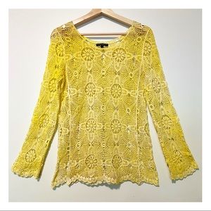 NWOT Alberto Makali Yellow Crochet Top